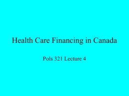 Health Care Financing in Canada