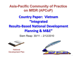 MfDR and National Planning - CoP-MfDR