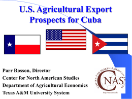 US Agricultural Export Prospects for Cuba Parr Rosson, Director