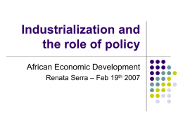 Industrial development and the role of policy
