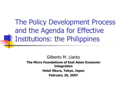 The Policy Development Process and the Agenda for Effective