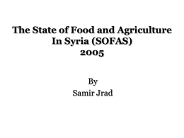 The State of Food and Agriculture In Syria (SOFAS)