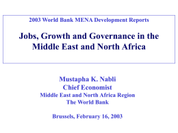 2003 World Bank MENA Development Reports Jobs, Growth and