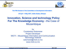 Innovation, Science and technology Policy For The Knowledge