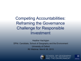 Competing Accountabilities: Reframing the Governance Challenge for Responsible Investment