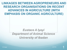 linkages between agropreneurs and research organisations