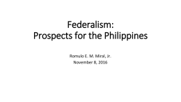 Prospects for the Philippines (Phase 1)- Dr