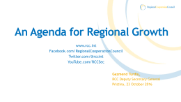 An agenda for regional growth - Regional Cooperation Council