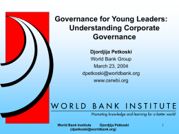 Governance for Young Leaders: Understanding Corporate