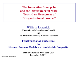 The Innovative Enterprise and the Developmental State