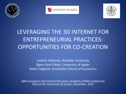 leveraging the 3d internet for entrepreneurial practices