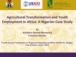 Agricultural Transformation and Youth Employment in