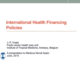 1 International Health Financing Policies