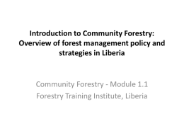 Introduction to Community Forestry: Overview of forest