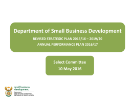 Department of Small Business Development REVISED STRATEGIC
