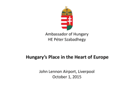 Welcome by HE Péter Szabadhegy Ambassador of Hungary