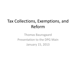 Tax Collections, Exemptions, and Reform