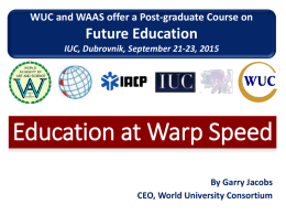 Education at Warp Speed - World Academy of Art and Science