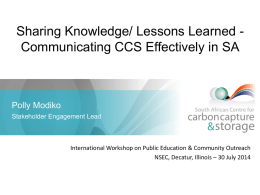 Sharing Knowledge and Lessons Learned for Communicating CCS