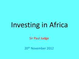 Sir Paul Judge`s presentation `Investing in Africa`