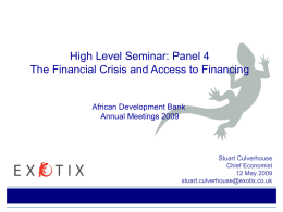 High Level Seminar No.4 Financial Crisis and Access to Finance