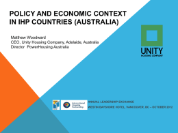 Policy and Economic Context in IHP Countries