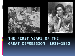 The First Years of the Great Depression: 1929