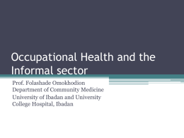 Occupational Health and the Informal sector