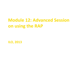 Presentation – Advanced Session on using the RAP
