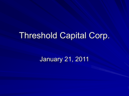 for 2010 - Threshold Capital Corp