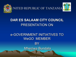2012 E-Government Initiatives of Dar es Salaam City