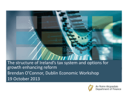 Dublin Economic Workshop, The structure of Ireland`s tax system