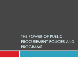 The Power of Public Procurement Policies and Programs (Riza