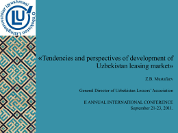 Presentation of General Director of Uzbekistan Lessors` Association