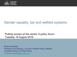Tax and welfare, fairness and gender equity