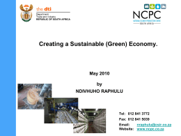 Presentation to Green Economy summit Sandton May 2010