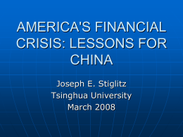 America`s Financial Crisis: Lessons for China