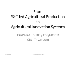 Agricultural innovation system in India