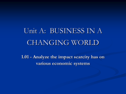 Unit A: BUSINESS IN A CHANGING WORLD