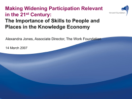 The Importance of Skills to People and Places in the Knowledge