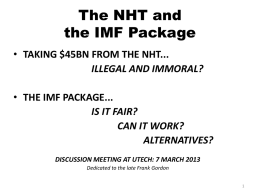 NHT and IMF: PowerPoint presentation at UTECH : 7 March 2013