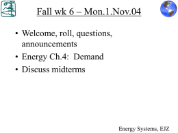 Energy Systems – fall 2004