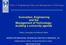 Innovation, Engineering and the Management of Technology