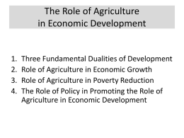 AFS1 Role of Agriculture in Economic Development
