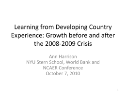 Learning from Developing Country Experience
