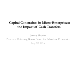 Capital Constraints in Micro‐Enterprises: the Impact of Cash Transfers