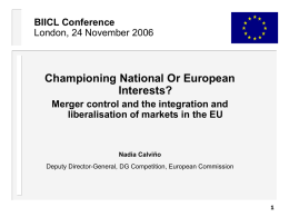 Merger controll and the integration and liberalisation of markets in the