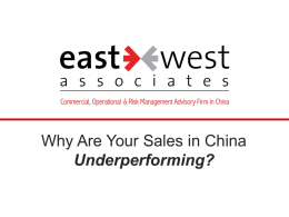 Why are you in China? - East West Associates