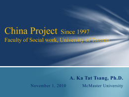 China Project Faculty of Social work, University of Toronto