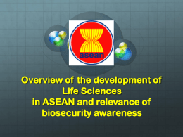 Overview of the development of Life Sciences in ASEAN